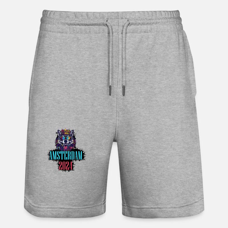 Amsterdam 2024 Vacances Wolf - Short de jogging bio TRAINER Stanley/Stella unisexe - gris chiné