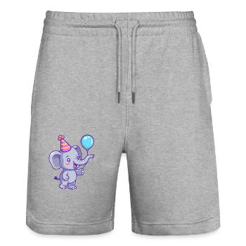 Elefant Geburtstag Baby - Stanley/Stella Unisex Bio Joggingshorts Trainer  - Grau meliert - Vorne - Nik (191cm) & Marisol (170cm)