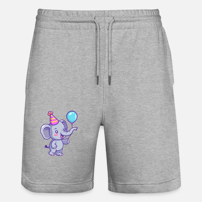 Éléphant Anniversaire Bébé - Short de jogging bio TRAINER Stanley/Stella unisexe - gris chiné
