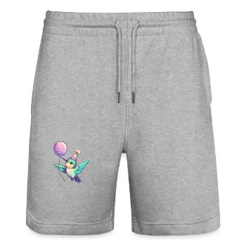 Hummingbird Bird Birthday Baby - Stanley/Stella Trainer Unisex Organic Jogging Shorts - heather grey - Front - Nik (191cm) & Marisol (170cm)