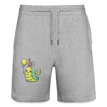 Ver Anniversaire Bébé - Short de jogging bio TRAINER Stanley/Stella unisexe - gris chiné - Devant - Nik (191cm) & Marisol (170cm)