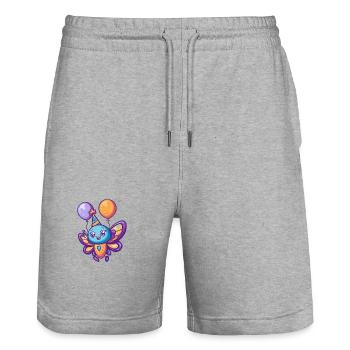 Butterfly Birthday Baby - Stanley/Stella Trainer Unisex Organic Jogging Shorts - heather grey - Front - Nik (191cm) & Marisol (170cm)