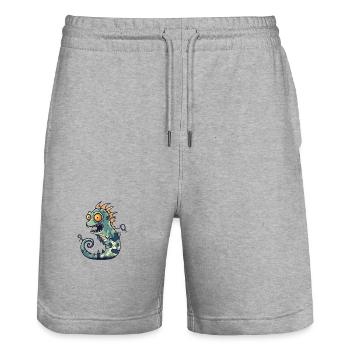 Seahorse Halloween Comic Funny - Stanley/Stella Trainer Unisex Organic Jogging Shorts - heather grey - Front - Nik (191cm) & Marisol (170cm)