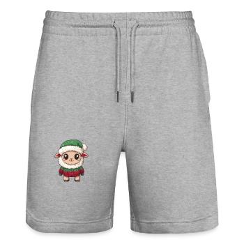 Schaf Weihnachten Comic - Stanley/Stella Unisex Bio Joggingshorts Trainer  - Grau meliert - Vorne - Nik (191cm) & Marisol (170cm)
