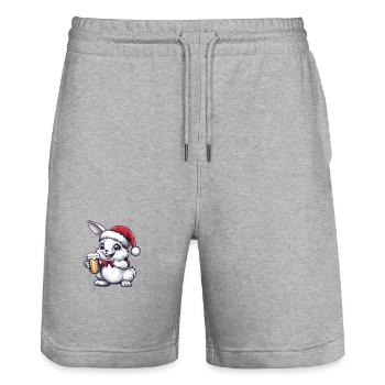 Hase Bier Xmas Weihnachten - Stanley/Stella Unisex Bio Joggingshorts Trainer  - Grau meliert - Vorne - Nik (191cm) & Marisol (170cm)