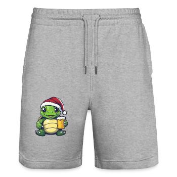 Turtle Beer Xmas Christmas - Stanley/Stella Trainer Unisex Organic Jogging Shorts - heather grey - Front - Nik (191cm) & Marisol (170cm)