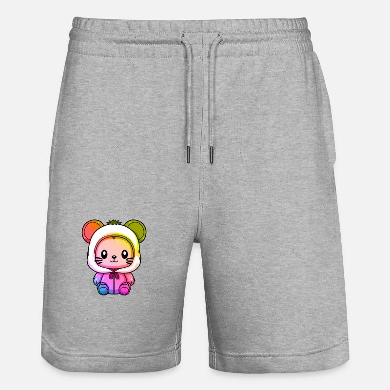 Maus Winter Tier Bunt Comic - Stanley/Stella Unisex Bio Joggingshorts Trainer  - Grau meliert