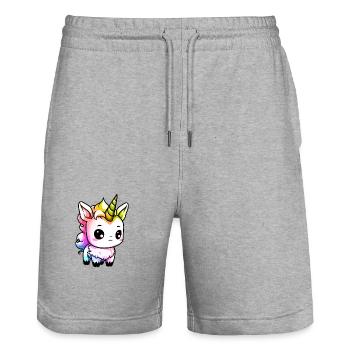 Unicorn Winter Animal Colorful Comic - Stanley/Stella Trainer Unisex Organic Jogging Shorts - heather grey - Front - Nik (191cm) & Marisol (170cm)