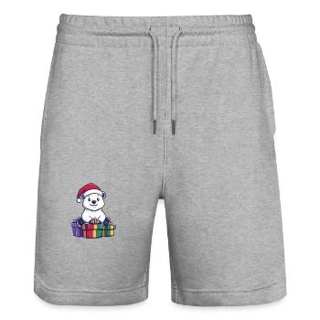 Polar Bear Christmas Gifts Polar Bear - Stanley/Stella Trainer Unisex Organic Jogging Shorts - heather grey - Front - Nik (191cm) & Marisol (170cm)