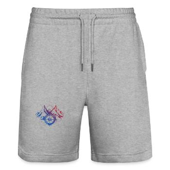Mountains Compass - Stanley/Stella Trainer Unisex Organic Jogging Shorts - heather grey - Front - Nik (191cm) & Marisol (170cm)
