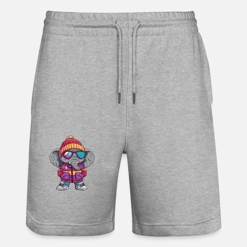 Elephant Cool Bande dessinée - Short de jogging bio TRAINER Stanley/Stella unisexe - gris chiné