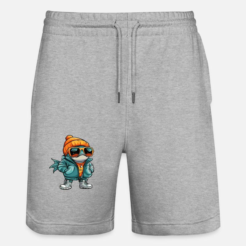 Piranha Poisson Bande dessinée cool - Short de jogging bio TRAINER Stanley/Stella unisexe - gris chiné