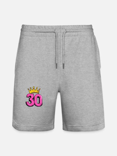 30 Number Crown - Stanley/Stella Trainer Unisex Organic Jogging Shorts - heather grey