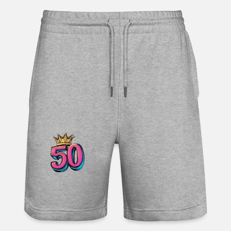 Couronne à 50 chiffres - Short de jogging bio TRAINER Stanley/Stella unisexe - gris chiné