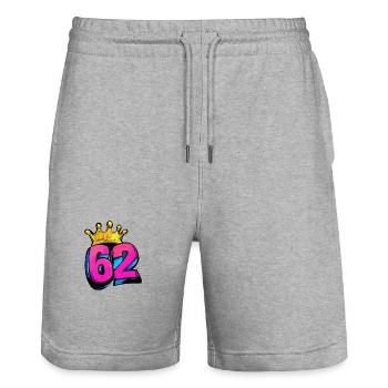 62 Number Crown - Stanley/Stella Trainer Unisex Organic Jogging Shorts - heather grey - Front - Nik (191cm) & Marisol (170cm)