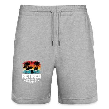 Retired 2024 - Stanley/Stella Trainer Unisex Organic Jogging Shorts - heather grey - Front - Nik (191cm) & Marisol (170cm)