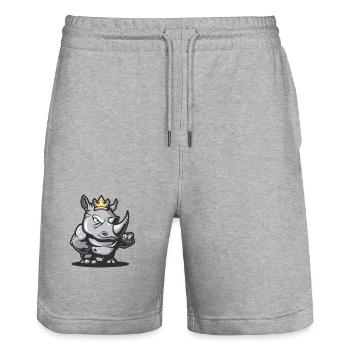 Couronne de bande dessinée de rhinocéros - Short de jogging bio TRAINER Stanley/Stella unisexe - gris chiné - Devant - Nik (191cm) & Marisol (170cm)