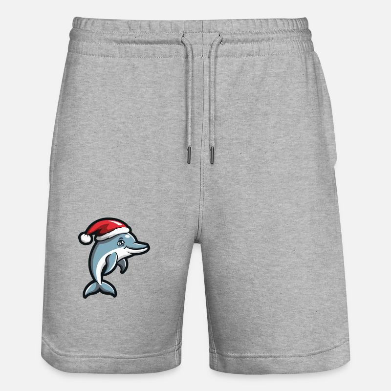 Delfin Weihnachten - Stanley/Stella Unisex Bio Joggingshorts Trainer - Grau meliert