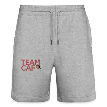 Team Kaffee - Stanley/Stella Unisex Bio Joggingshorts Trainer  - Grau meliert - Vorne - Nik (191cm) & Marisol (170cm)