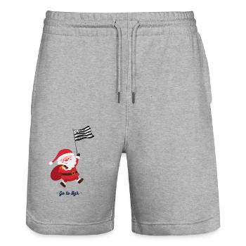 Père Noël Breton en Marche - Short de jogging bio TRAINER Stanley/Stella unisexe - gris chiné - Devant - Nik (191cm) & Marisol (170cm)