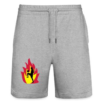 Feu de football - Short de jogging bio TRAINER Stanley/Stella unisexe - gris chiné - Devant - Nik (191cm) & Marisol (170cm)
