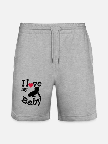 I love my Baby - Stanley/Stella Trainer Unisex Organic Jogging Shorts - heather grey