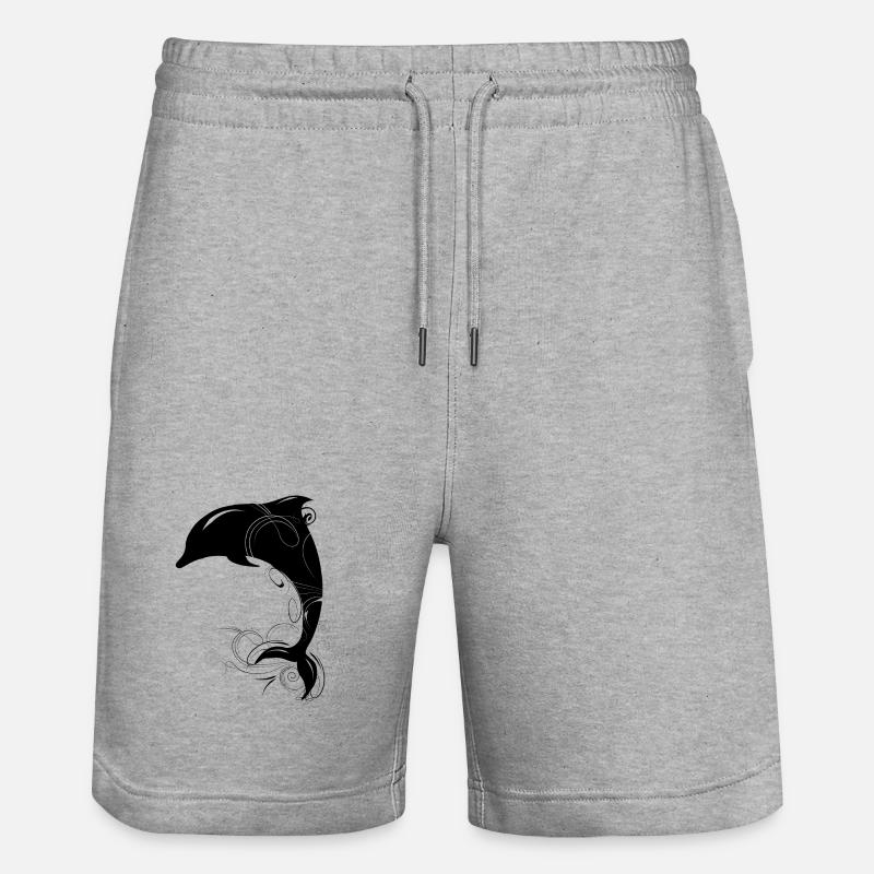 springender Delfin - Stanley/Stella Unisex Bio Joggingshorts Trainer  - Grau meliert
