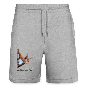 Eichhörnchen sucht Bier - Stanley/Stella Unisex Bio Joggingshorts Trainer  - Grau meliert - Vorne - Nik (191cm) & Marisol (170cm)
