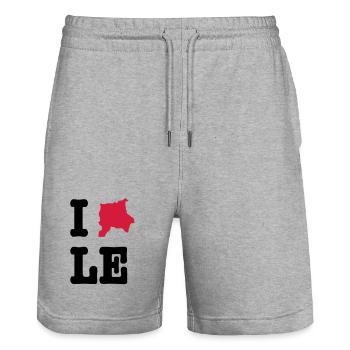 I Love Leipzig (I heart LE) - City Outlines - Stanley/Stella Trainer Unisex Organic Jogging Shorts - heather grey - Front - Nik (191cm) & Marisol (170cm)
