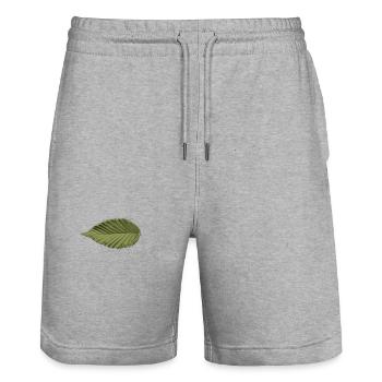 Leaf Structure Olive Green Pattern - Stanley/Stella Trainer Unisex Organic Jogging Shorts - heather grey - Front - Nik (191cm) & Marisol (170cm)