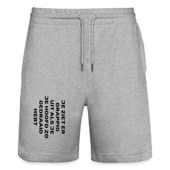 Du siehst lustig aus 002 - Stanley/Stella Unisex Bio Joggingshorts Trainer  - Grau meliert - Vorne - Nik (191cm) & Marisol (170cm)