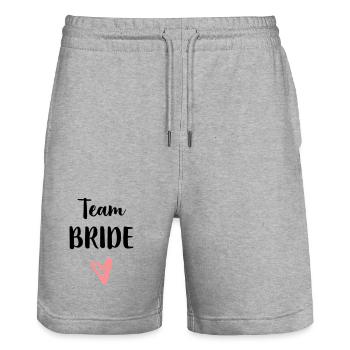 Équipe fiancée fiancée fête partie - Short de jogging bio TRAINER Stanley/Stella unisexe - gris chiné - Devant - Nik (191cm) & Marisol (170cm)
