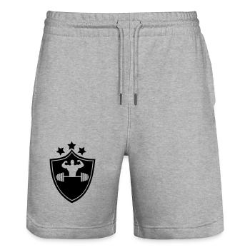 culturiste, musculation,fitness,entraînement,bête - Short de jogging bio TRAINER Stanley/Stella unisexe - gris chiné - Devant - Nik (191cm) & Marisol (170cm)