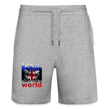 Grande-Bretagne - Short de jogging bio TRAINER Stanley/Stella unisexe - gris chiné - Devant - Nik (191cm) & Marisol (170cm)