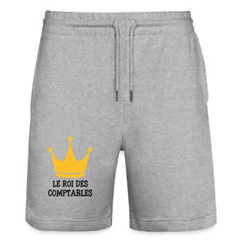 comptable / comptabilité / argent / Finance / Euro - Short de jogging bio TRAINER Stanley/Stella unisexe - gris chiné - Devant - Nik (191cm) & Marisol (170cm)