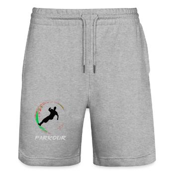 Parkour - Stanley/Stella Trainer Unisex Organic Jogging Shorts - heather grey - Front - Nik (191cm) & Marisol (170cm)