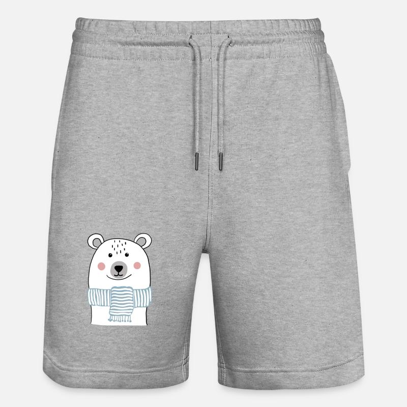 Eisbär mit hellblauem Schal - Stanley/Stella Unisex Bio Joggingshorts Trainer  - Grau meliert