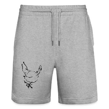 Hen - Drawing / CHICKEN - Stanley/Stella Trainer Unisex Organic Jogging Shorts - heather grey - Front - Nik (191cm) & Marisol (170cm)