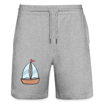 Boat Ship Sailing Ship - Stanley/Stella Trainer Unisex Organic Jogging Shorts - heather grey - Front - Nik (191cm) & Marisol (170cm)