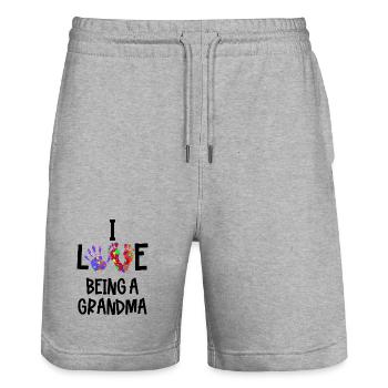Grandma Statement Grandmother Pensioner Old Woman - Stanley/Stella Trainer Unisex Organic Jogging Shorts - heather grey - Front - Nik (191cm) & Marisol (170cm)