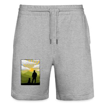 Ausblick - Stanley/Stella Unisex Bio Joggingshorts Trainer  - Grau meliert - Vorne - Nik (191cm) & Marisol (170cm)