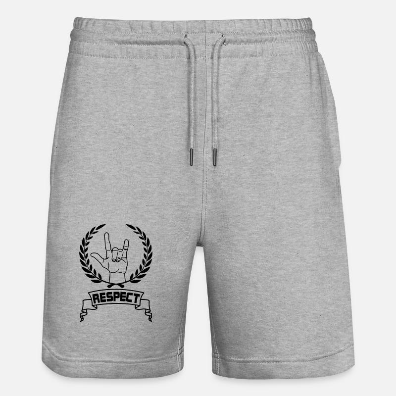 Hand gesture respect with text RESPECT - Stanley/Stella Trainer Unisex Organic Jogging Shorts - heather grey