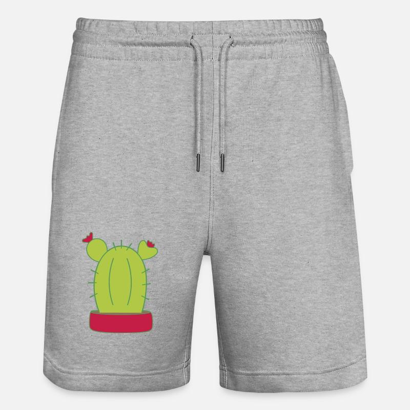 Cactus, cactus, plantes succulentes, plantes - Short de jogging bio TRAINER Stanley/Stella unisexe - gris chiné