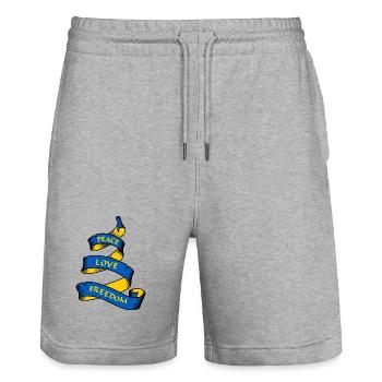 Curl-Banner mit Text Ukraine - Stanley/Stella Unisex Bio Joggingshorts Trainer  - Grau meliert - Vorne - Nik (191cm) & Marisol (170cm)