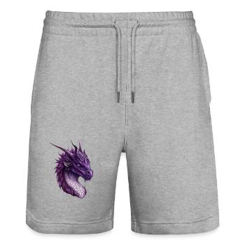 Mächtiger Lila Fantasy Drache - Stanley/Stella Unisex Bio Joggingshorts Trainer  - Grau meliert - Vorne - Nik (191cm) & Marisol (170cm)