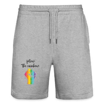 Mois de la fierté LGBT - Suivez l’arc-en-ciel - Short de jogging bio TRAINER Stanley/Stella unisexe - gris chiné - Devant - Nik (191cm) & Marisol (170cm)