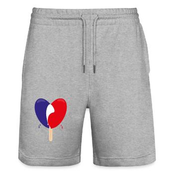 Flagge von Frankreich mit Herz. - Stanley/Stella Unisex Bio Joggingshorts Trainer  - Grau meliert - Vorne - Nik (191cm) & Marisol (170cm)