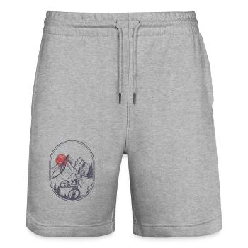 Badge de VTT Sunset Peak - Short de jogging bio TRAINER Stanley/Stella unisexe - gris chiné - Devant - Nik (191cm) & Marisol (170cm)