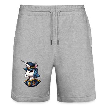 Unicorn Policewoman - Stanley/Stella Trainer Unisex Organic Jogging Shorts - heather grey - Front - Nik (191cm) & Marisol (170cm)