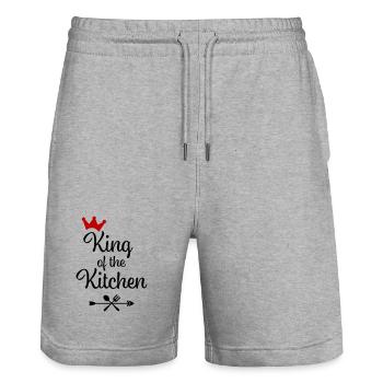 King of the Kitchen - Stanley/Stella Trainer Unisex Organic Jogging Shorts - heather grey - Front - Nik (191cm) & Marisol (170cm)